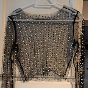 Elegant Black Beaded Women's Blouse